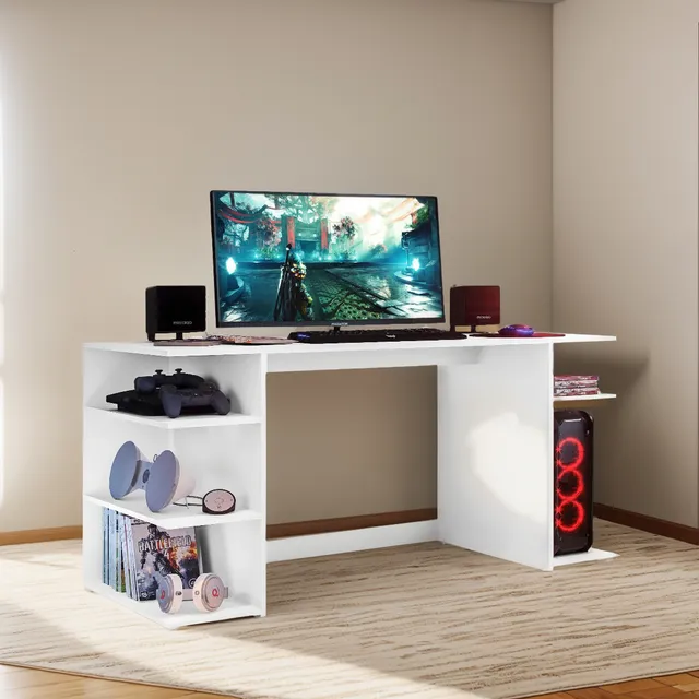 Escritorio Gamer Mesa De Computo En Madera Blanco