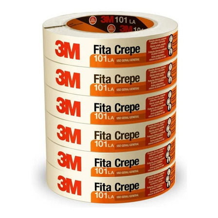 6 Rolos Fita Crepe 3m 18mmx50m 6 Rolos Fita Crepe 3m 18mmx50m