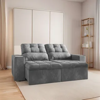 SofĂĄ RetrĂĄtil ReclinĂĄvel 2 Lugares 1,80m Malibu Cinza SofĂĄ RetrĂĄtil ReclinĂĄvel 2 Lugares 1,80m Malibu Cinza