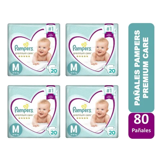 Pañales Pampers Premium Care Talla M Pack X 4 Paquetes ( * ) Género Sin género Tamaño Mediano (M)