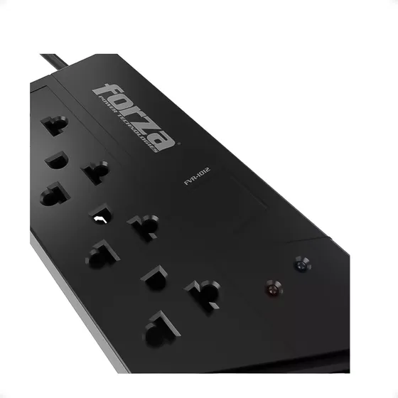 Alargue Regulador De Corriente Forza Fvr-1012 4 Tomas Color Negro