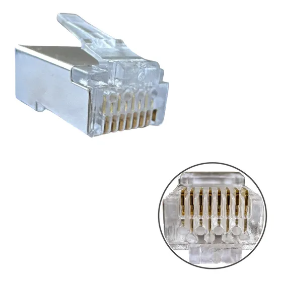 Conector Rj45 Macho Blindado Cat6 Utp Kit C/ 100 Peças.
