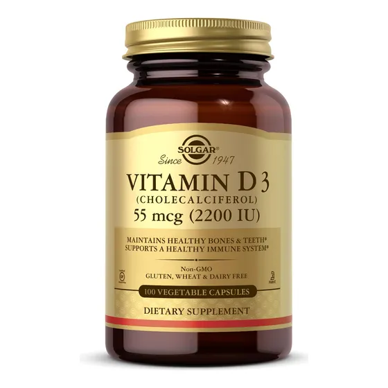 Suplemento Solgar De Vitamina D3 55 Mcg (2200 Ui) 100 Cápsul