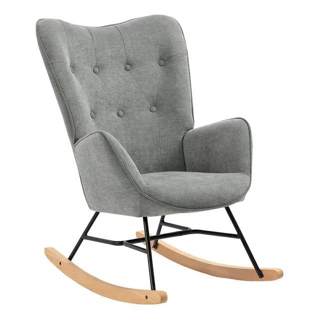 Mecedora Moderna Sillón Silla Comedor Tapizado Tela Color de la estructura de la silla Beige Color del asiento Gris oscuro