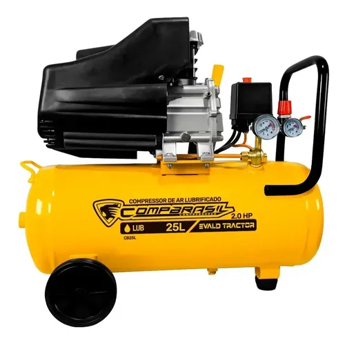 Motocompressor De Ar 25l Compbrasil 2.0hp 1500w Cor Laranja Fase
