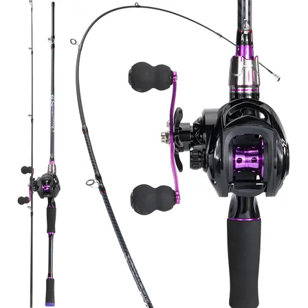 Kit Vara Pesca 1,80m 5-10lb Carbono Carretilha Sougayilang Esquerdo