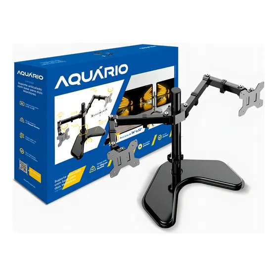 Suporte Articulado Para 2 Monitores De 14 A 32 Com Base Fixa Cor Preto