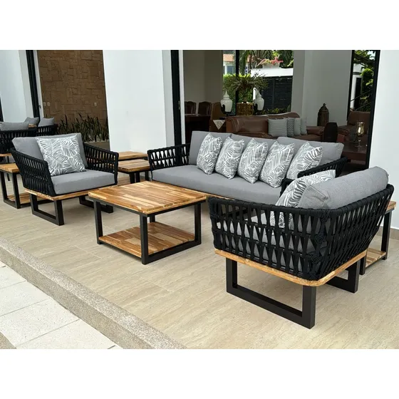 Juego De Recibo En Hilo Náutico Jardín Exteriores Terraza