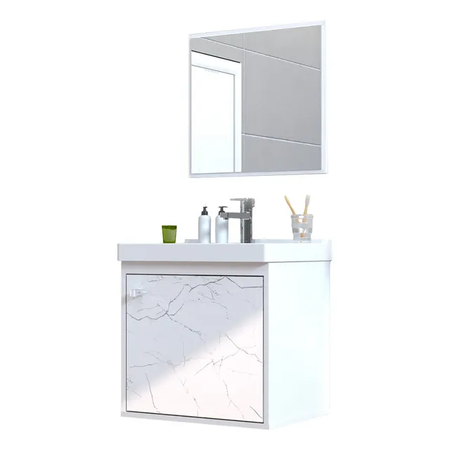 Kit Conjunto Gabinete Balcao Banheiro Espelheira Cuba Veneto