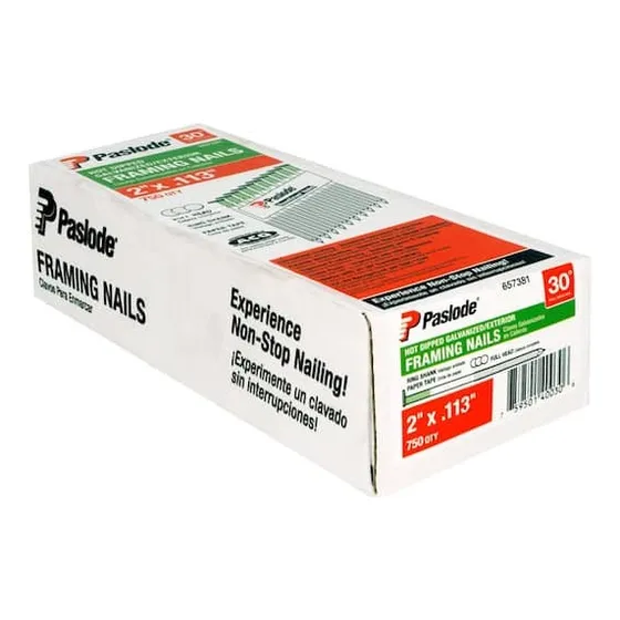 Caja De 750 Clavos Galvanizados, 30 Grados, 2 X 0.113