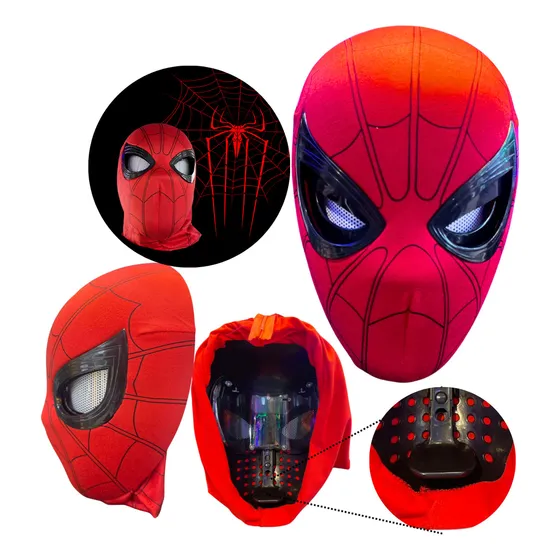 Mascara Spiderman Ojos Moviles Super Diseño Hd Color Rojo Hombre Araña