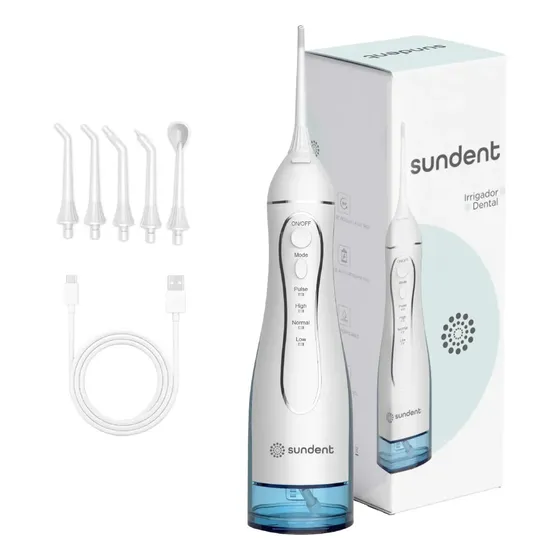 Irrigador Dental Recargable Sundent Limpieza Bucal + Set Acc Blanco | Cuotas sin interés