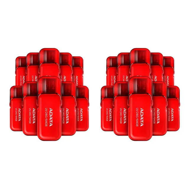 Kit 20 Memoria Usb Adata Uv240 64gb 2.0 Rojo