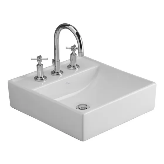 Bacha Ferrum Tori L324k Blanca Baño Apoyar 3 Agujeros Acabado Brillante Color Blanco