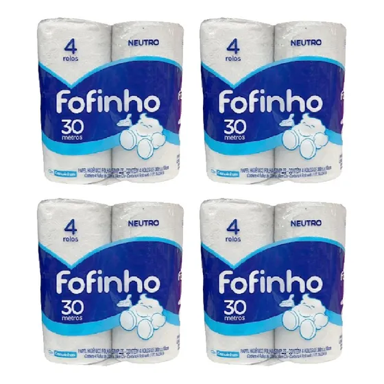 Papel Higiênico Folha Simples C/16 Rolos 30m Cada Fofinho