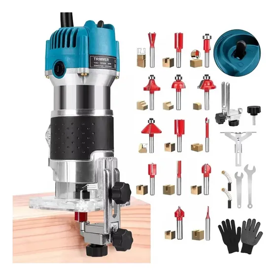 Router Recortadora Rebajadora De Madera 800w 15 Brocas Guant