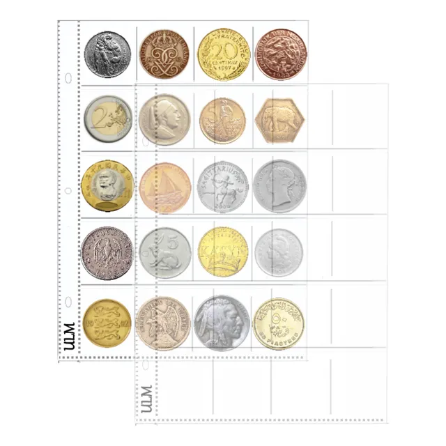 10 Hojas Para Monedas De 20 Espacios 31x28 Cm Importadas Ulm