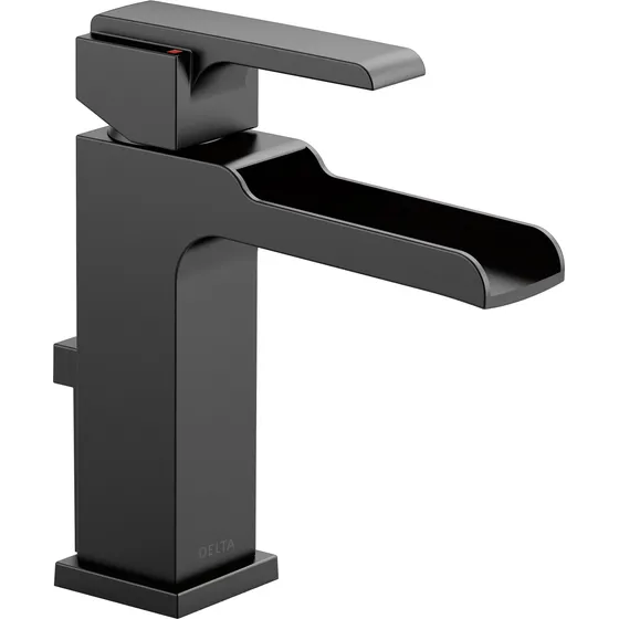 Grifo Baño Negro Mate Un Solo Agujero Cascada Conjunto Metal