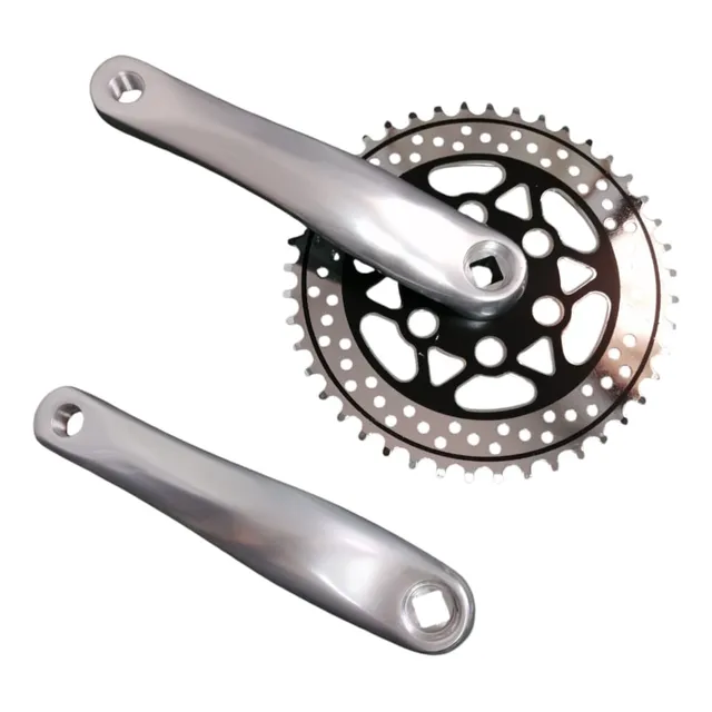 Plato Y Biela 44t Acero-alum Perforado Negro/silv Bicicleta