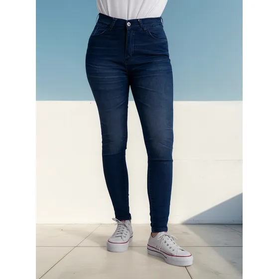 Pantalon Onyx Jean Chupin Tiro Alto Elastizado Basico Mujer
