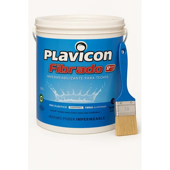 Plavicon Fibrado 1 Litro Blanco+ Pincel Número 20 Blanco Mate