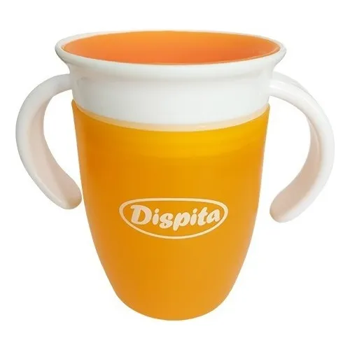 Vaso 360º Antiderrame Y Con Asas Dispita 210ml Color Naranja Liso