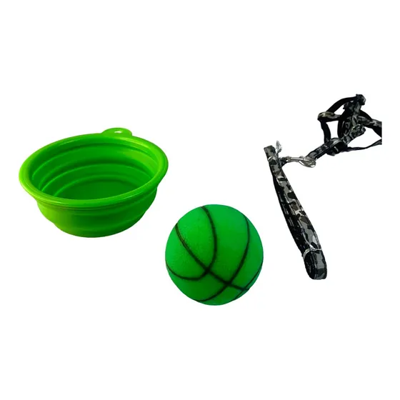 Kit Pet 1 Comedouro Retrátil 1 Brinquedo Hamburguer + Cor Verde
