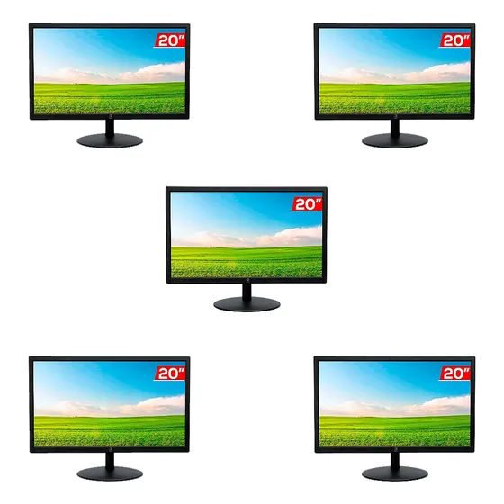 Monitor 20 Polegadas Preto Kit Com 4 Unidades Hdmi E Vga