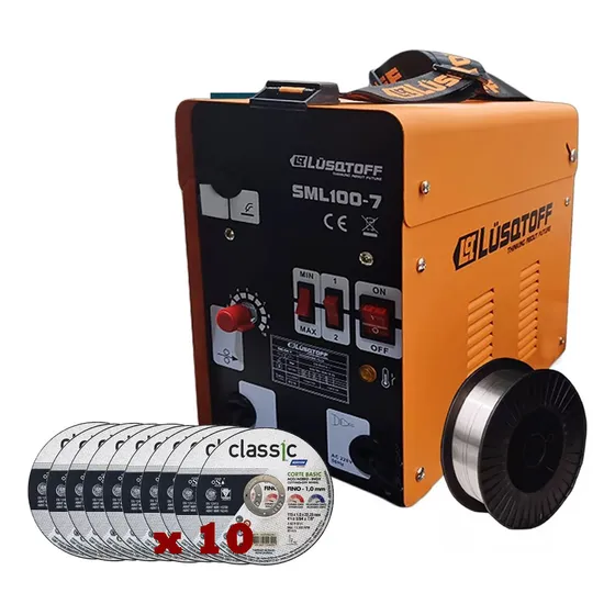 Soldadora Mig Lusqtoff Flux 90 Amp Sml100-7 Rollo Flux Inc