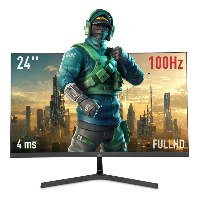 Monitor Yeyian Gamer Dash 24" Pulgadas, Plano, Full HD 1920×1080, Panel Va, 100hz, 4ms, Vesa, Hdmi 1.4, Vga Negro, Para Xbox Series X/S, PS4/PS5/Nintendo Switch, Ymf-vaf24-g1
