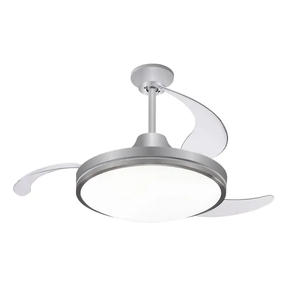 Ventilador De Techo Peabody Pe-vtra421s Retractil Remoto Led Aspas Plateado