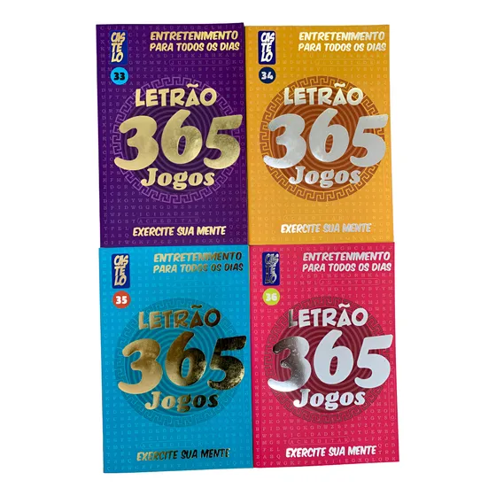 4 Livros 365 Caça Palavras Letrão Exercite Sua Mente - Castelo Editora