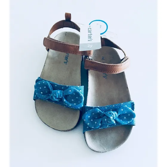Carters. Sandalias Nina Con Lazos En Azul Jeans Original Usa