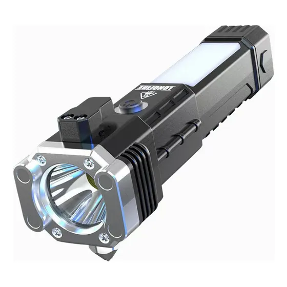 Linterna Multifuncional Martillo Seguridad Cargador Usb