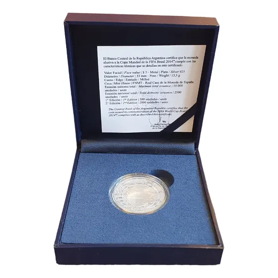 Moneda Colección Copa Mundial Brasil 2014 Plata Proof Bcra