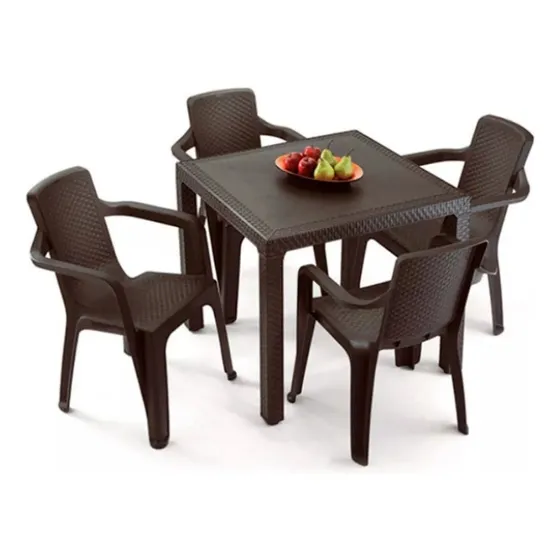 Juego De Mesa Y Sillas Rimax Modelo Eterna Color Wengue