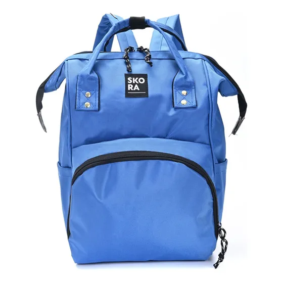 Mochila Bolso Maternal Skora Mommy Con Cambiador 14 PuLG Color Azul Diseño De La Tela Lisa