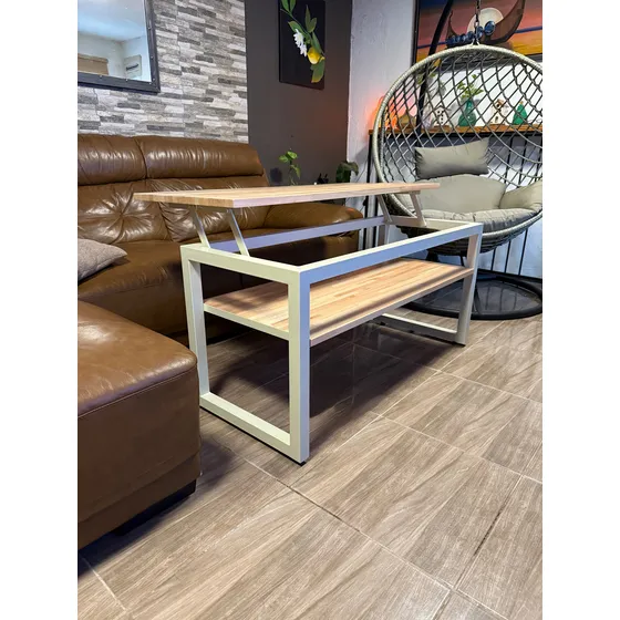 Mesa Ratona  Elevable Living Hierro Y Madera