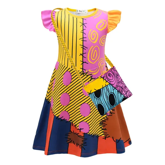 . Sally Disfraz Halloween/navidad Disfraz, Vestido Y Bolso