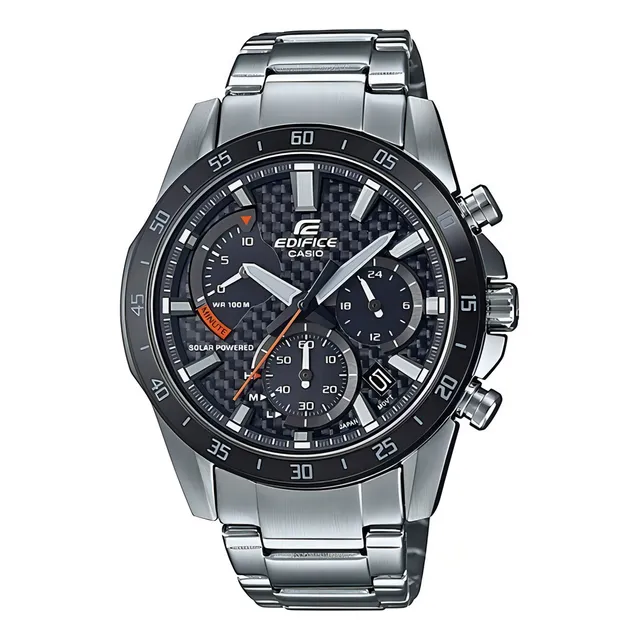 Reloj Pulsera Casio Eqs-930db Con Correa De Acero Inoxidable Color Plateado
