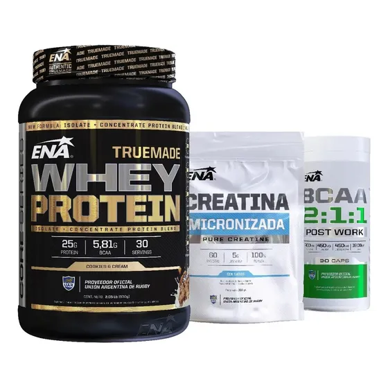 Combo Ena Crecimiento Muscular Proteina + Creatina + Bcaa