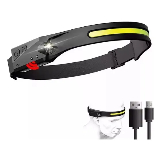 Lámpara Linterna De Cabeza Recargable Led Sensor Bicicleta 