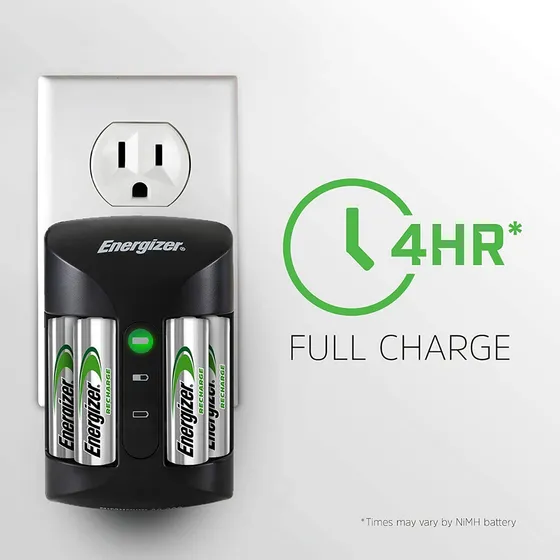 Cargador + 4 Baterías Recargable Aa Pila Combo Energizer