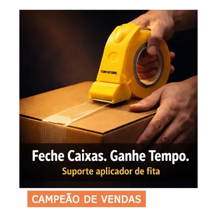 Suporte Aplicador De Fita Adesiva Larga Grande 50mm Com Cortador Dispensador Manual Durex Transparente Fechar Caixas Embalagem Logística Escritório Expedição Pacotes Torvstore Amarelo