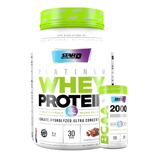 Proteína Whey Protein 2lbs + Bcaa 2000 Combo Strar Nutrition