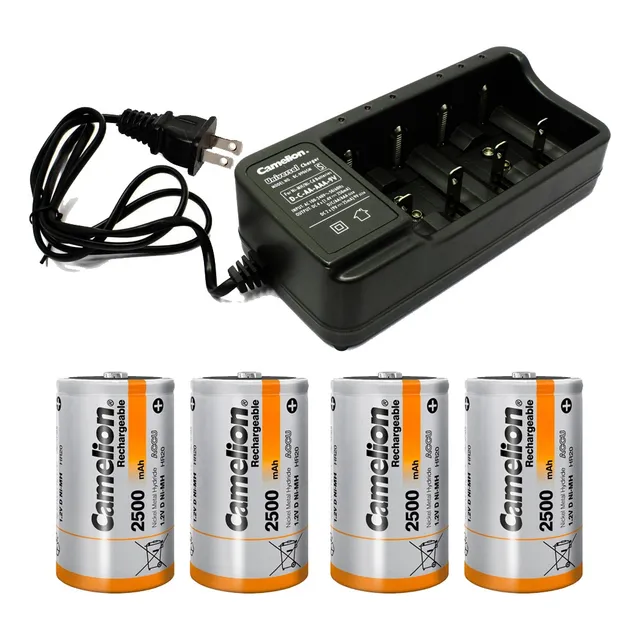 Cargador +4 Pilas Camelion D Recargable De 2500mah, Nuevo