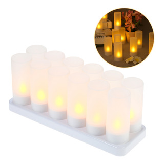 Juego De 12 Velas Led Parpadeantes Recargables Sin Llama Juego De 12 Velas Led Parpadeantes Recargables Sin Llama