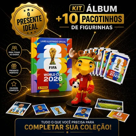 Kit Album Copa Do Mundo + 10 Pacotes + Mascote Canada