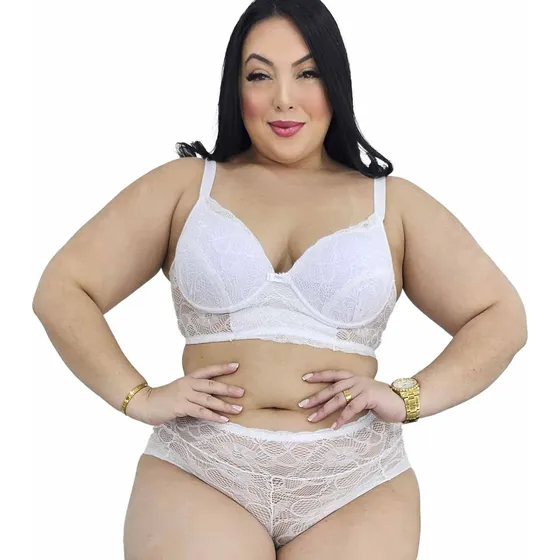 Calsinha Renda Plus Size Lingerie Sensual Transparente Sexy