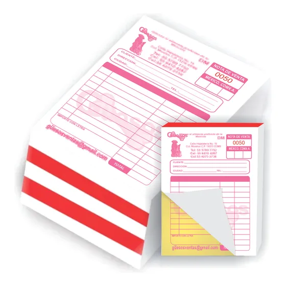 2 Millares De Notas 1 Copia Autocopiante 1/4 Carta En Blocks